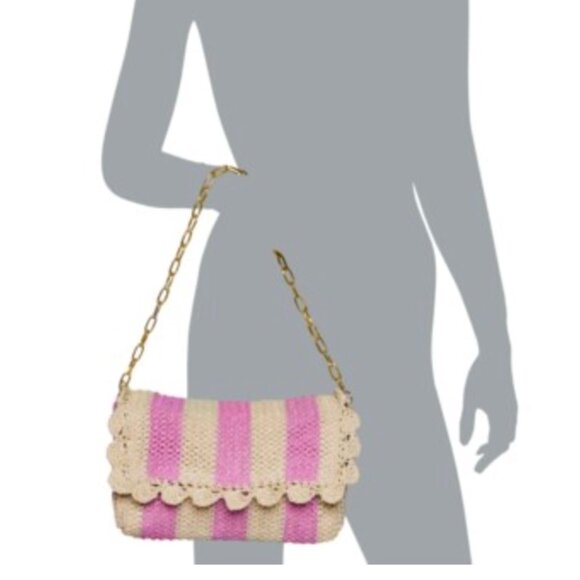 Shiraleah Chicago Sandy Natural Paper Straw Shoulder Bag Chain Strap NWT - Picture 2 of 4